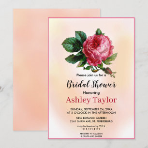 Blush pink rose blossom fall floral Bridal Shower Invitation