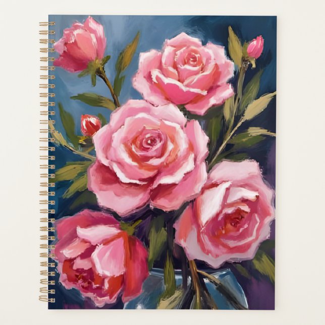 Blush Pink Rose Bouquet Painting Planner (Front)