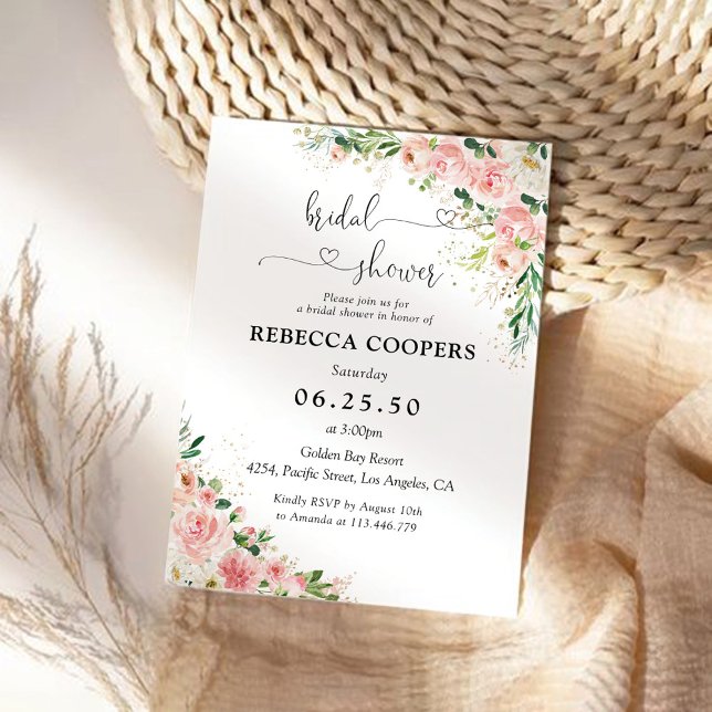 Blush Pink Rose Bridal Shower Invitation (Creator Uploaded)
