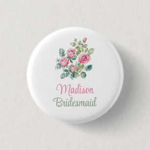 Blush Pink Rose Bridesmaid Floral Button