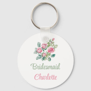 Blush Pink Rose Bridesmaid Keychain