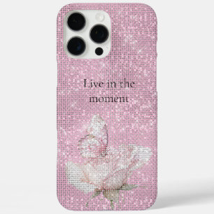 Blush Pink Rose Butterfly Sparkle  iPhone 16 Pro Max Case