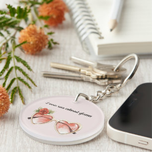 Blush Pink Rose Coloured Sunglasses Keychain