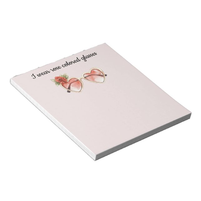Blush Pink Rose Coloured Sunglasses Notepad (Angled)