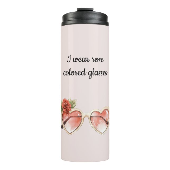 Blush Pink Rose Coloured Sunglasses Thermal Tumbler (Front)