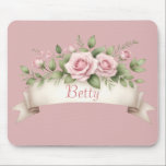 Blush Pink Rose Custom Name Mouse Pad<br><div class="desc">Blush Pink Rose Mothers Day or Birthday gifts.</div>