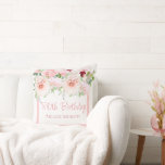 Blush Pink Rose Dahlia 80th Birthday Square Throw Pillow<br><div class="desc">Blush pink dahlia and touches of Jade green foliage for a Womans 80th Birthday Gift Party Gift Pillow Cushion. Accented with blush pink. Customize the name and birthday  of the one you wish to celebrate.</div>