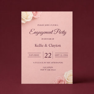 Blush Pink Rose Engagement Party Invitation