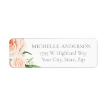 Blush Pink Rose Floral Garden Return Address Label