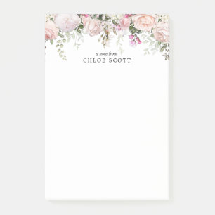 Blush Pink Rose Floral Personalized Post-it Notes