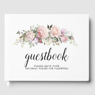 Blush Pink Rose Floral Quinceanera Guest Book