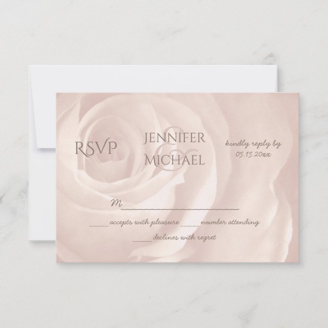 blush pink rose floral simple elegant wedding RSVP (Front)