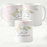 Blush Pink Rose Floral Watercolor Wedding Couple Coffee Mug<br><div class="desc">Blush Pink Rose Floral Watercolor Wedding Couple Coffee Mug. A light elegant dusty pink flower design. Personalize this template to add your names and date. Customize it further if you want to make more changes.</div>