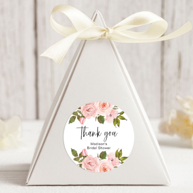 Blush Pink Rose Floral Wedding Oval Sticker (Creator Uploaded)