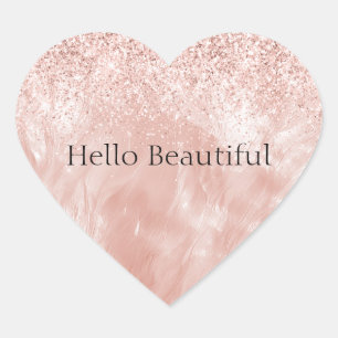 Blush Pink Rose Glitter Heart Sticker