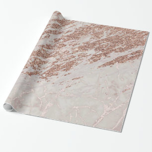 Blush Pink Rose Glitter Marble Glossy Wrapping Paper