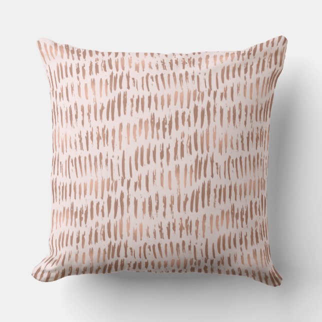 Blush Pink Rose Gold Abstract Throw Pillow (Front)