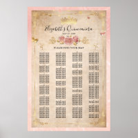 Blush Pink Rose & Gold Alphabetical Seating Chart