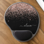 Blush Pink Rose Gold Black Glitter Monogram Gel Mouse Pad<br><div class="desc">Rose Gold - Blush Pink and Black Sparkle Glitter Monogram Name and Initial Mousepad (Mouse Pad). This makes the perfect sweet 16 birthday,  wedding,  bridal shower,  anniversary,  baby shower or bachelorette party gift for someone that loves glam luxury and chic styles.</div>