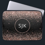 Blush Pink Rose Gold Black Glitter Monogram Laptop Sleeve<br><div class="desc">Blush Pink - Rose Gold and Black Faux Glitter and Sparkle Elegant Monogrammed Initials Case. This case can be customized to include your initial and first name.</div>