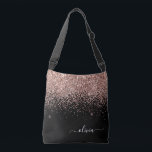 Blush Pink Rose Gold Black Glitter Monogram Name Crossbody Bag<br><div class="desc">Rose Gold - Blush Pink and Black anniversary,  baby shower or bachelorette party gift for someone that loves glam luxury and chic styles.</div>