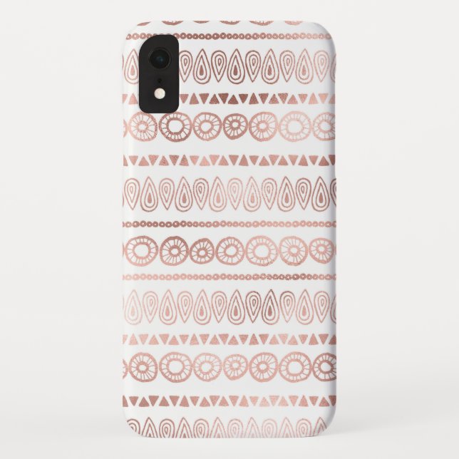 Blush Pink - Rose Gold Boho Hand Drawn Pattern Case-Mate iPhone Case (Back)