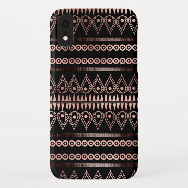 Blush Pink - Rose Gold Boho Hand Drawn Pattern Case-Mate iPhone Case (Back)