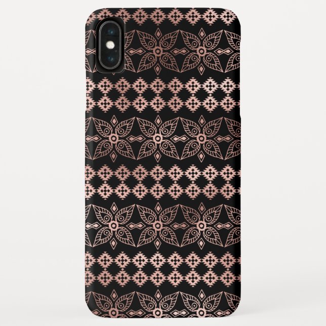 Blush Pink - Rose Gold Boho Hand Drawn Pattern Case-Mate iPhone Case (Back)