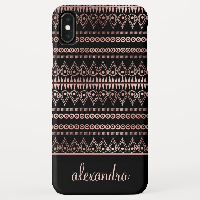Blush Pink - Rose Gold Boho Pattern Monogram Case-Mate iPhone Case (Back)