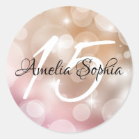 Blush Pink Rose Gold Bokeh Quinceanera