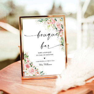 Blush Pink Rose Gold Bouquet Bar Sign