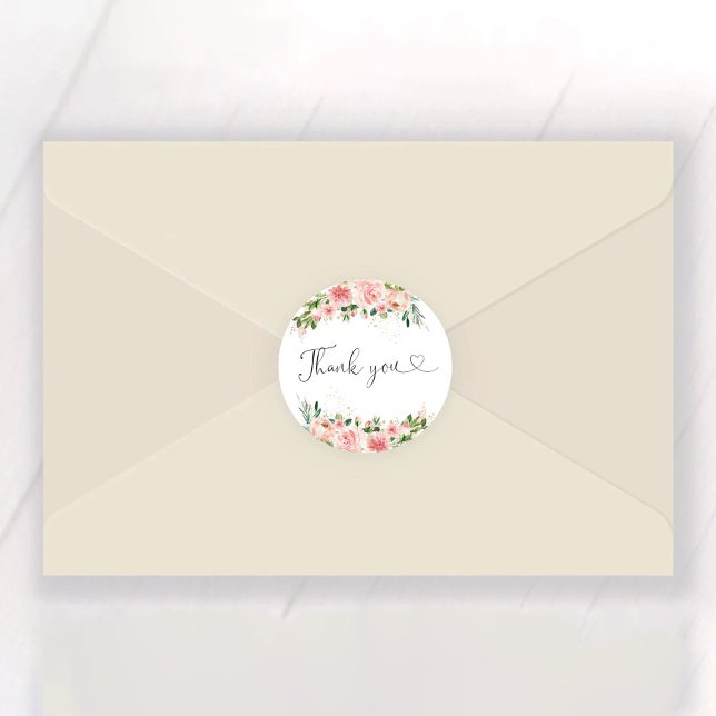Blush Pink Rose Gold Bridal Shower Classic Round Sticker (Creator Uploaded)