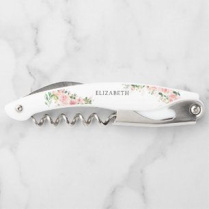 Blush Pink Rose Gold Bridal Shower Corkscrew