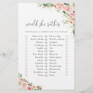 Blush Pink Rose Gold Bridal Shower Game
