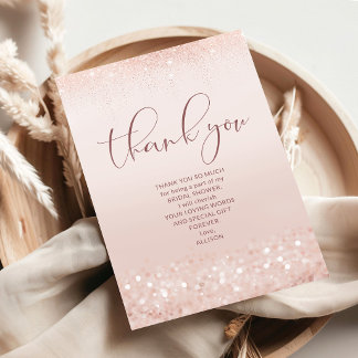 Blush Pink Rose Gold Bridal Shower Thank You Card