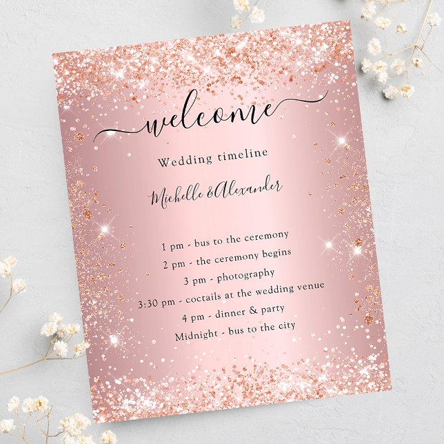 Blush pink rose gold budget wedding program (Creator Uploaded)