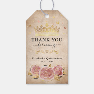 Blush Pink Rose Gold Crown Thank You Favor Gift Tags