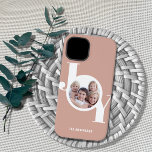 Blush Pink Rose Gold Custom Photo  Case-Mate iPhone 14 Case<br><div class="desc">This modern photo phone case features a single photo and the word JOY in stylish typography on a blush pink,  rose gold background.
Easily customizable with your photo and name.</div>
