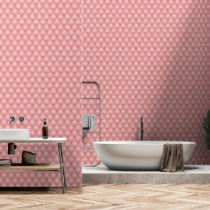 Blush Pink Rose Gold Diamond Tufted Ogee Wallpaper