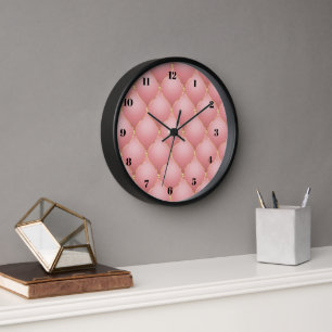 Blush Pink Rose Gold Diamond Wall Clock