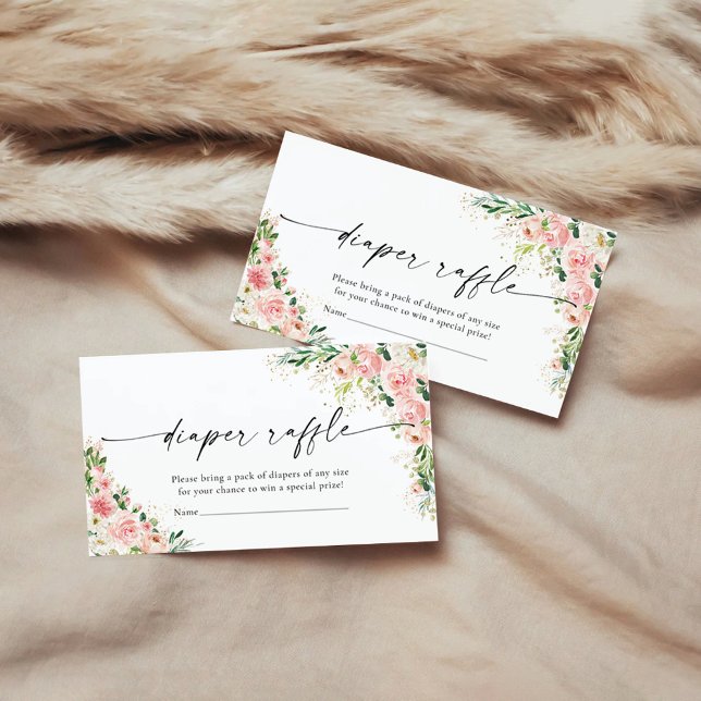 Blush Pink Rose Gold Diaper Raffle Enclosure Card (Creator Uploaded)