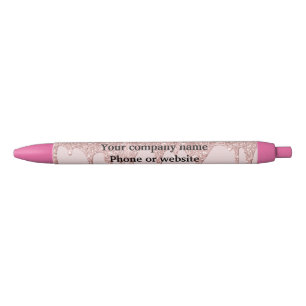 Blush Pink Rose Gold Dripping Glitter Personalized Black Ink Pen