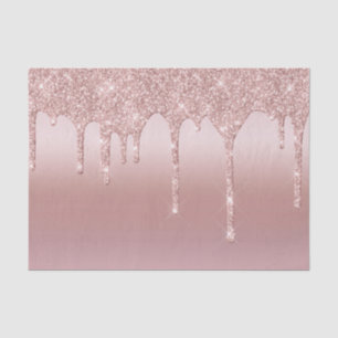 Blush Pink Rose Gold Dripping Glitter Trendy Glam Tissue Paper