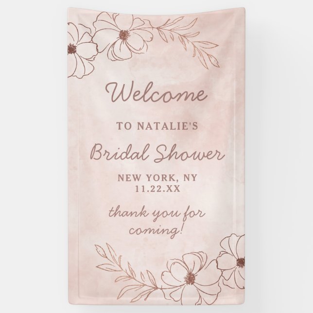 Blush Pink & Rose Gold Foil Bridal Shower Welcome Banner (Vertical)