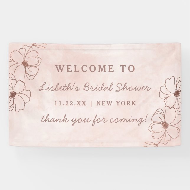 Blush Pink & Rose Gold Foil Bridal Shower Welcome Banner (Horizontal)