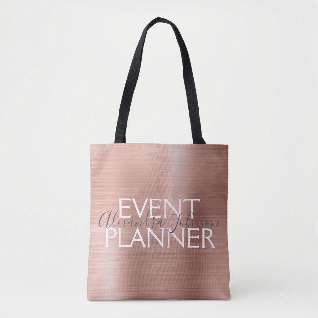 Blush Pink - Rose Gold Foil Event Planner Supplies Tote Bag (Front)