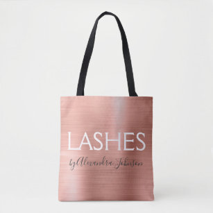 Blush Pink - Rose Gold Foil Eyelashes Supplies Tote Bag