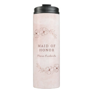 Blush Pink & Rose Gold Foil Floral Border Wedding Thermal Tumbler