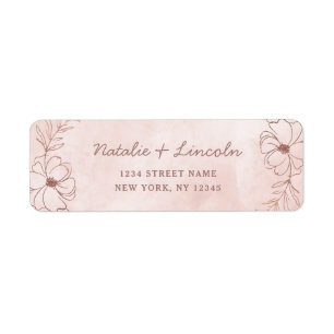 Blush Pink & Rose Gold Foil Mariage Adresse de ret