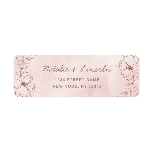 Blush Pink & Rose Gold Foil Mariage Adresse de ret (Devant)